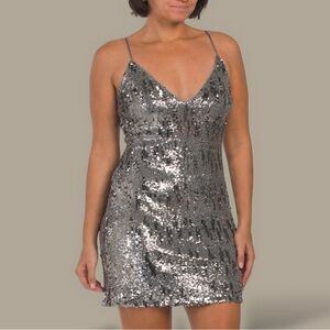 NWT Ramy Brook Silver ‘Sequin Lila Dress’ Size 6